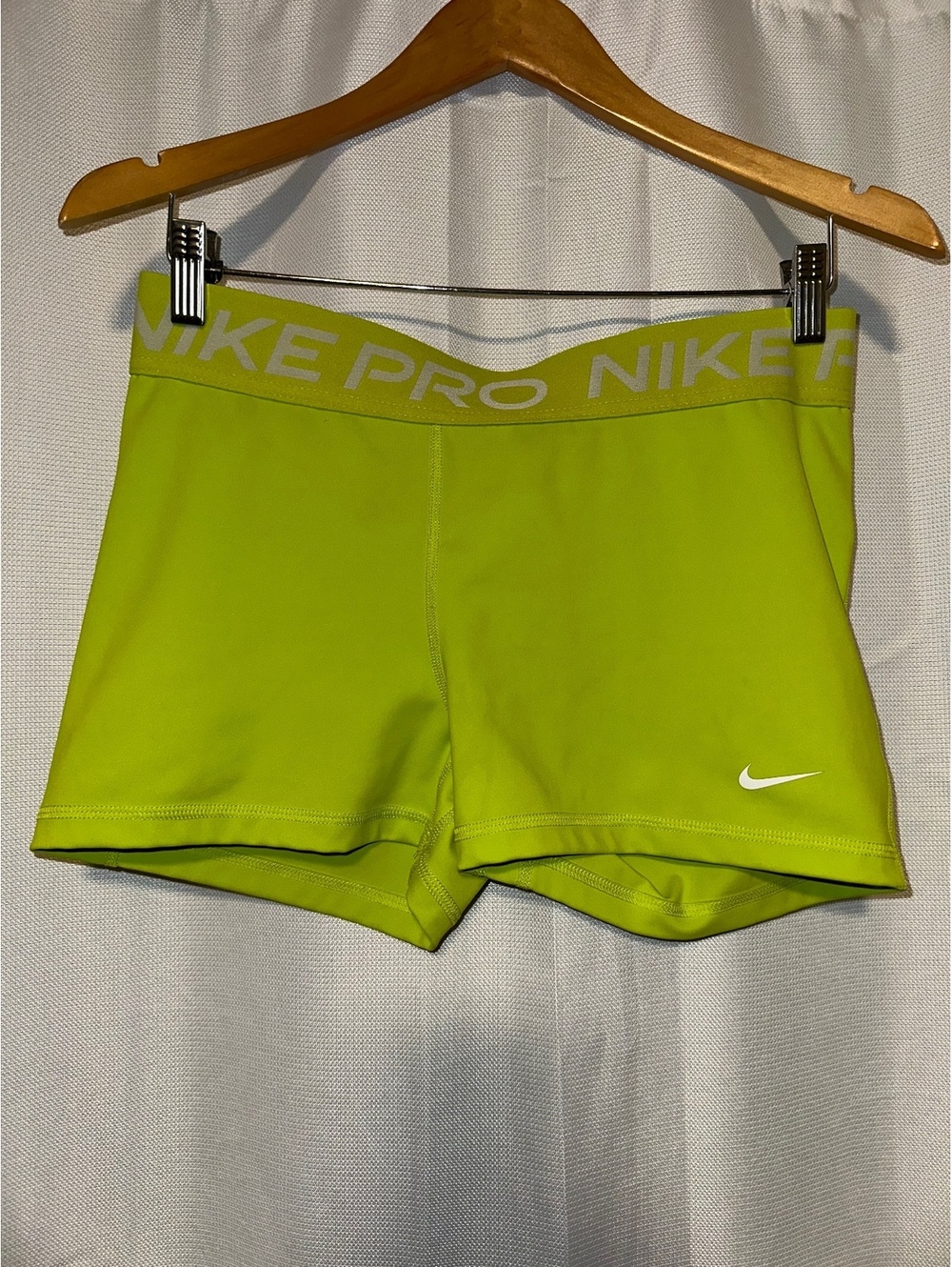 Nike Pro Women's High Waist Neon Green Dri-FIT Shorts L